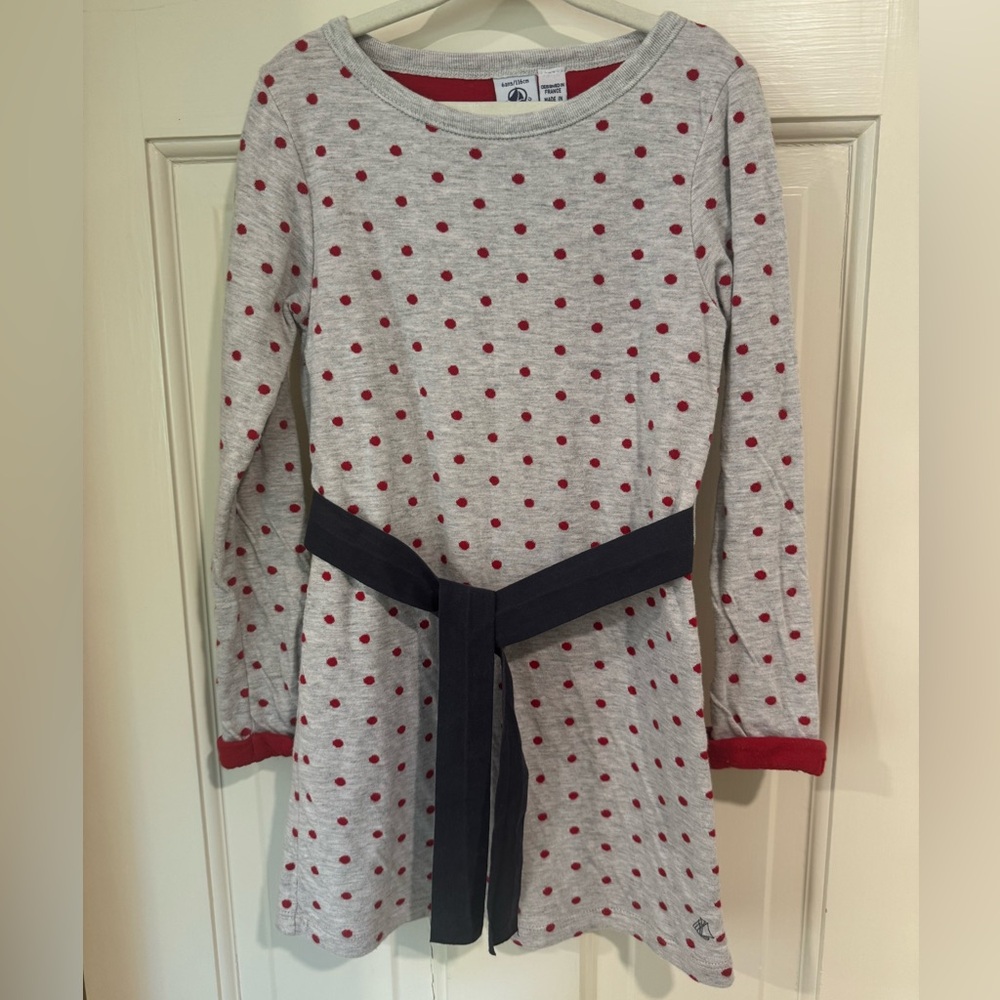 Petite Bateau Polka Dot Dress with Belt